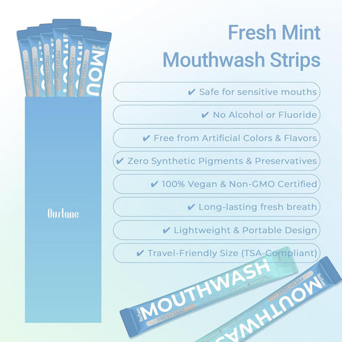 OUSTANE 15ml Packets, (20) Travel Size Fresh Mint Mouthwash, Alcohol-Free, Portable Long-Lasting Freshness