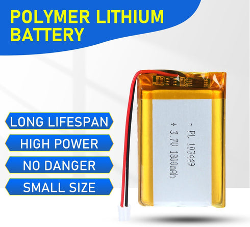 103449 3.7V Lipo Battery, 1800mAh Rechargeable Lithium Polymer Battery Pack with JST PH2.0mm Connector