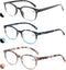 MODFANS Reading Glasses 1.25 Women 3 Pack, Spring Hinge Fashion Round with Pouch