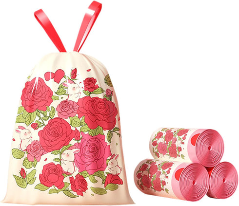 YIHUANYIFA 240pcs 4 Gallon Trash Bags Drawstring Tear-Free Separated for Bathroom Office Home