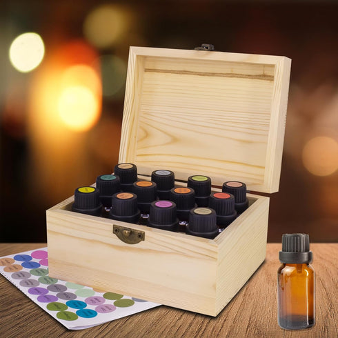 Essential Oil Storage Box, High Capacity Wooden Display Organizer for 15 ml Bottles, Nail Polish Collection
