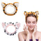 2 PCS Women Animal Ear Tiger Print Fuzzy Hairband, Elastic Stretch Head Wrap for Skincare Spa