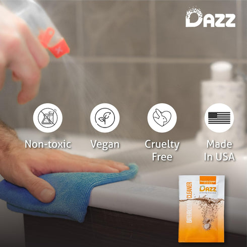 Pack 4 Countertop DAZZ Bathroom Cleaner Refill (Makes Bottles) for Tile, Tub Shower, and Bathroom Surfaces - All