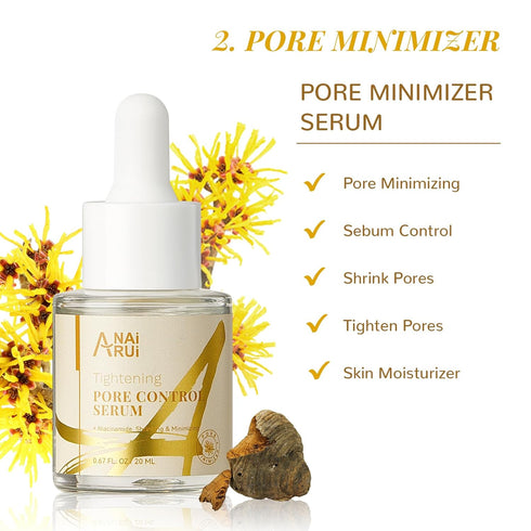ANAI RUI 2 in 1 Pore SkinCare Set - Pore Clay Mask & Minimizing Serum for Tightening Pores, Blackhead Remover