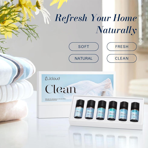 Set, 6x10mL JCLOUD Essential Oils for Laundry, Clean Scent Fragrance Oils Use with Wool Dryer Balls - Fresh Linen, Soft