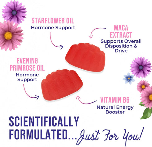 Gummy 60 Gummies Menopause Supplement for Women - Complete Multi-Benefit Menopause Relief for Mild Hot Flashes & Night
