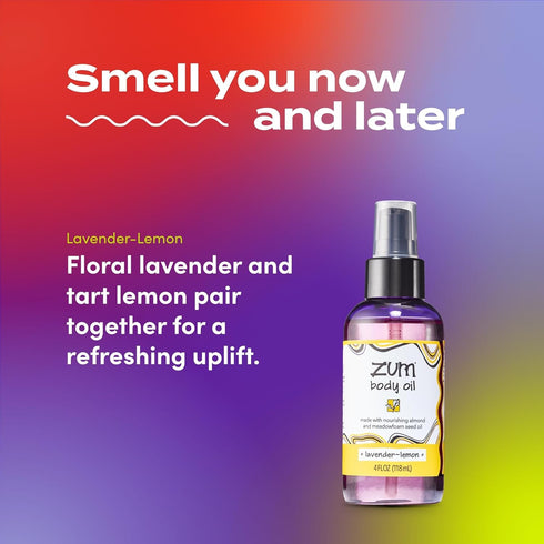 Indigo Wild Zum Lavender-Lemon Body Oil, Nourishing Massage Oil for Therapy & Hydration, 4 fl oz