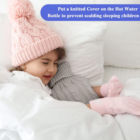 2 Pieces Hot Water Bottle Cover Soft Cover Only Knitted Hot Water Bottle Sweater for Hot Compress and Cold Therapy, Ideal for Menstrual Cramps, Neck and Shoulder Pain Relief (Royalblue, Grey)