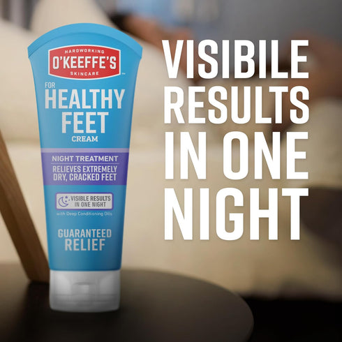 O'Keeffe's for Healthy Feet Night Treatment Foot Cream, 3 oz Tube (2 Pack) for Cracked Dry Feet