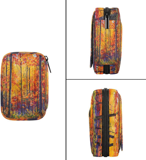 Skerhhux 7 Autumn Forest Color Pill Case Travel Pill Organizer Weekly Day Portable with Zipper Medicine Box Pill Case