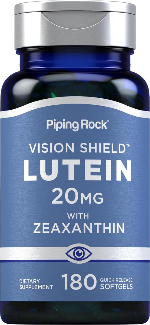 Piping Rock Lutein and Zeaxanthin Supplements, 20mg, 180 Softgels, Non-GMO, Gluten Free