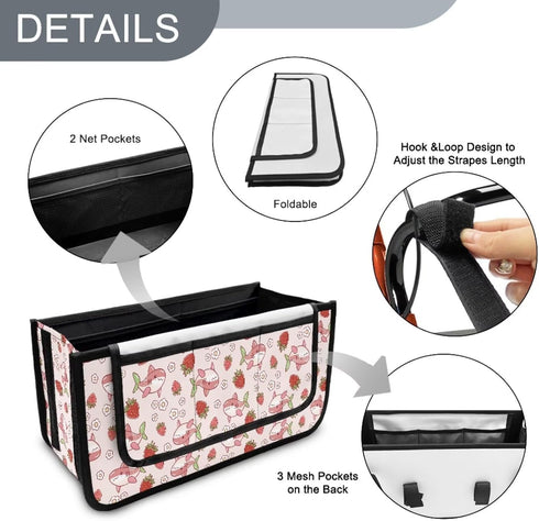 Hechitok Shark Strawberry Walker Bag, Handy Rollator Basket Water Cup Holder, Walker Accessories Storage Bag