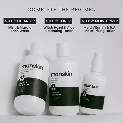 Men's Face Cream Moisturizer | Man Skin Moisturizer | Anti Aging Daily Kit: Cleanser, Toner, Moisturizer (4 Oz)