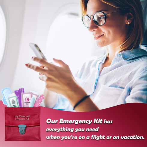 Menstrual Kit All-in-One, Convenience on The Go, Single Period Kit for Travelling, Red Purse