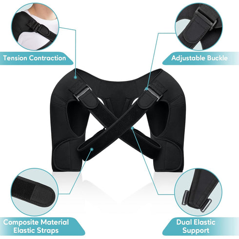 Double Shoulder Brace: Adjustable Support for Women & Men Shoulder Pain Relief for Rotator Cuff and Frozen Shoulder
