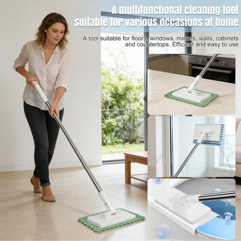 Mmxhn 10 360 Mini Mop Snap Grip with Reusable Pads, Quick Release Wet Dry Floor Cleaner Mop, Swivel Head Lightweight