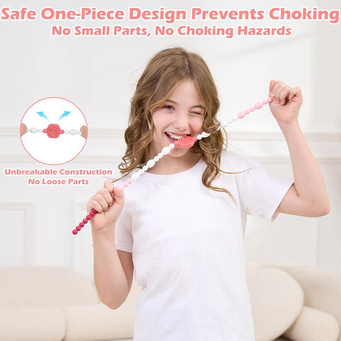 Vanelioris Chew Necklaces for Sensory Kids Adults, Flower Chewy Necklace Sensory Toys for Autism Nail Biting Anxiety