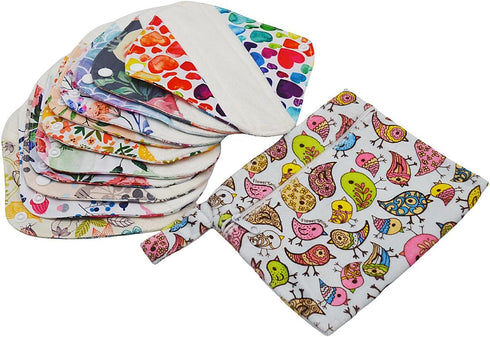 ReUseLife 12 8 inch Pieces Cloth Menstrual Pads,Reusable Sanitary Pads,Size Panty Liner,Unscented