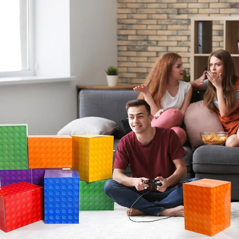 Kritkin 12 9. 8 13. 8 Inches Pcs Building Blocks Party Favor Boxes x Building Brick Theme Party Game Box Cardboard