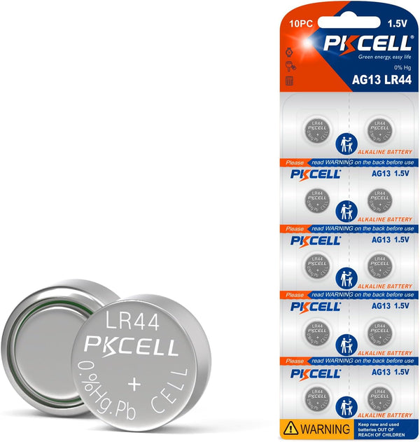 PKCELL LR44 Batteries 1.5 Volt Alkaline AG13 357 303 A76 SR44 Button Coin
