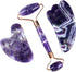 MESKEL Set 1 Amethyst Rough Stone Face Care Massage Tool Amethyst Roller Gua Sha Massage Natural Crystal Jade Massager