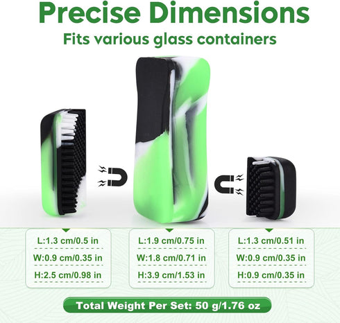 Magnetic Glass Cleaner Kit - Reusable Pipe Cleaning Tool Deep Cleans Hard-to-Reach Stains Two Silicone Brush