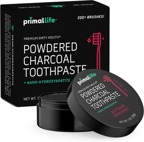 Primal Life Organics Dirty Mouth Toothpowder, Activated Charcoal, Organic, Vegan, 1 oz (Black Peppermint)