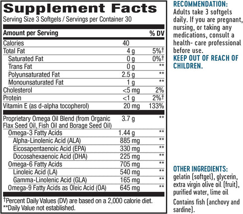 Nature's Way MEGA 3/6/9 Omega Blend, Non-GMO, Fish | Flax | Borage Oils, 90 Count