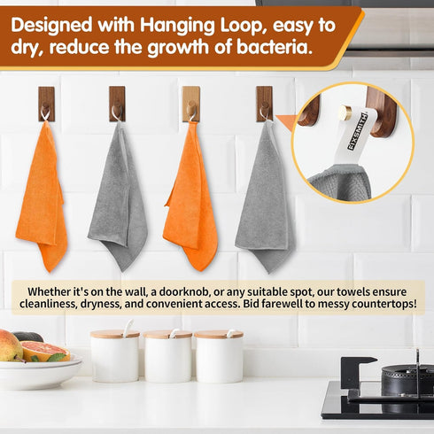 -Pack 50, 16"X12" FIXSMITH Microfiber Cleaning Cloth of Highly Absorbent Cleaning Rags(Grey&Orange), All Purpose
