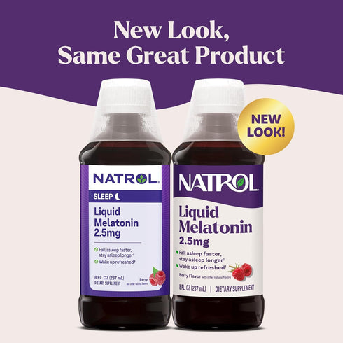 Natrol Liquid Melatonin 2.5 mg - Adult Melatonin Supplement, 8 FL OZ Berry-Flavored Liquid, Up to 23 Day Supply