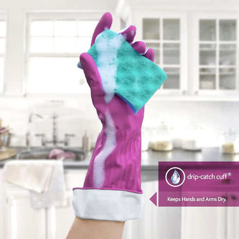 Playtex Living Medium Reusable Rubber Cleaning Gloves (4 Pairs), Premium Protection