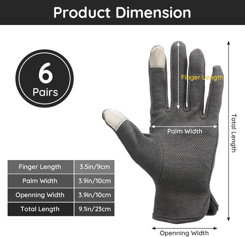 Segbeauty 6 Pairs Cotton Gloves, Touchscreen Hand Moisturizing Gloves for Women, Non-Slip Overnight Lotion Gloves