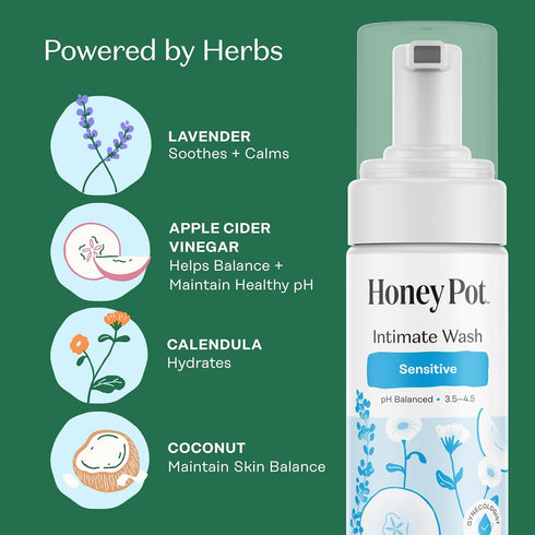 The Honey Pot Company - Regular Pads & Sensitive Feminine Wash Bundle - Herbal Infused Natural Hygiene Feminine