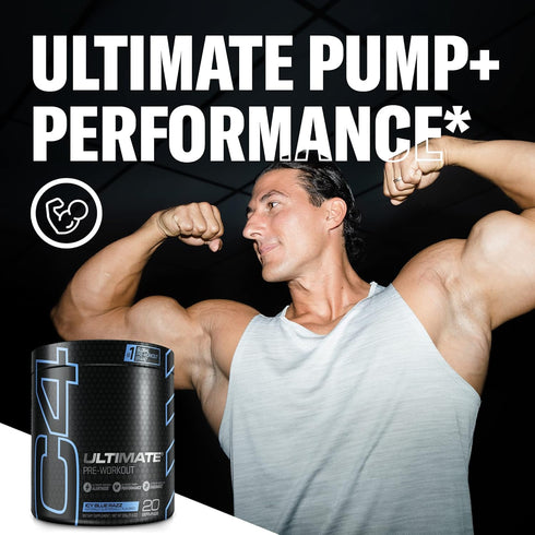 Cellucor C4 Ultimate Pre Workout Powder ICY Blue Razz, Sugar Free Energy Supplement, 20 Servings