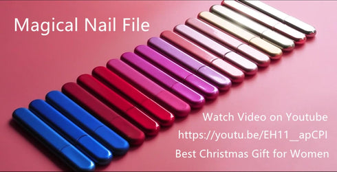 Premium Glass Nail File with Case, Crystal Diamond Salon Nail Buffer for Natural and Acrylic Nails, Pink