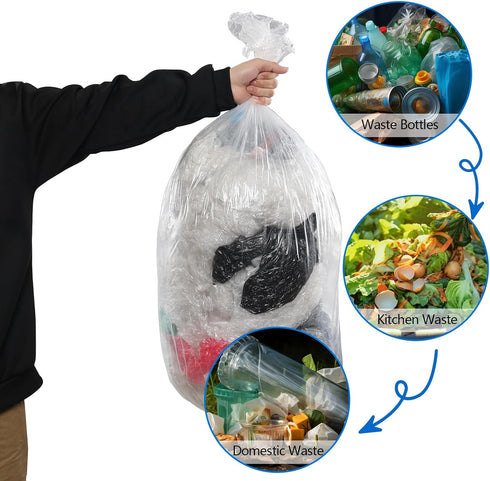 Ziglous 13 150 Counts, 6 Gallons Kitchen Garbage Bin Liner, Clear Trash Bags, Rolls