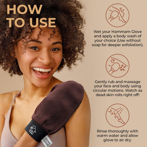 Natural Elephant Exfoliating Hammam Glove (Pure Black Single)
