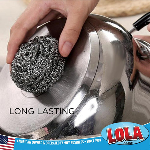 Lola Products Stainless Steel Scouring Pad, 18 Grams, Curled Flat Wire for Cookware Cleaning, 1 Pack