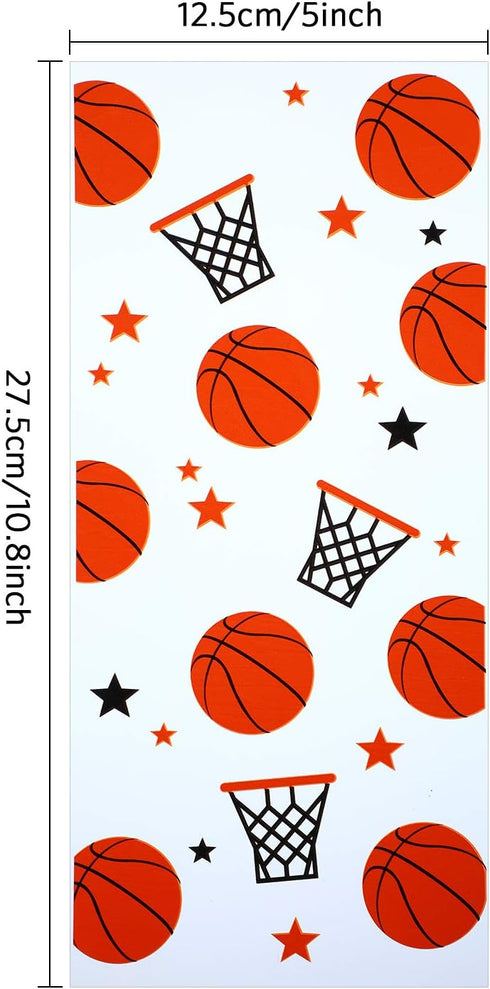 Blulu 100 Pieces Basketball Party Treat Bags with 100 Pack Gold Twist Ties for Sports Team Party Favors