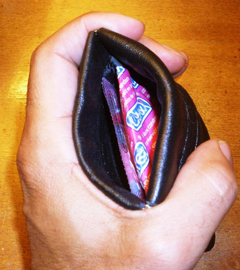 Jimmy Pack Condom Holder 3 Discreet Condom Case with Compartments | Vegan Leather Condom Holder (Black)