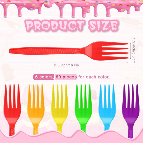 Tioncy 360 Pcs Rainbow Disposable Plastic Forks Colorful Disposable Cutlery Neon Plastic Forks Forks for Picnics Party Restaurant Outdoor Events (Red Orange Yellow Green Blue Purple) by Tioncy