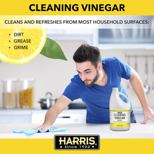 HARRIS 128oz Cleaning Vinegar All Purpose Household Multi-Surface Cleaner, (Lemon) with Easy Pour Funnel Included