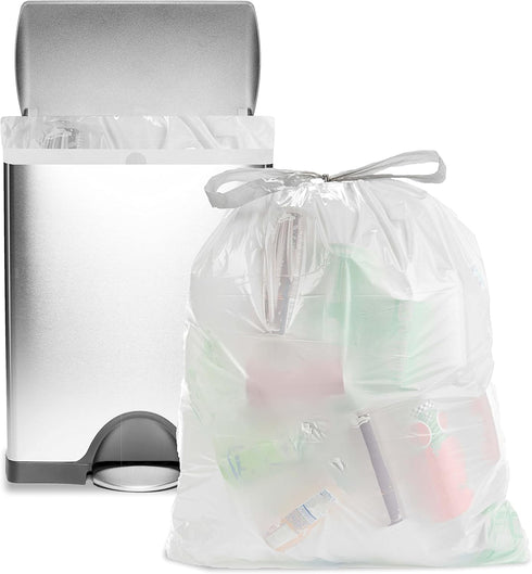 Ultrasac 18 Gallon White Drawstring Trash Bags, 2.0 MIL, 25" x 28", Pack of 50