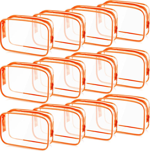 Weewooday 12 Pieces Clear Cosmetics Bag, Waterproof Makeup Bag for Vacation Bathroom, Portable Zippered Organizer
