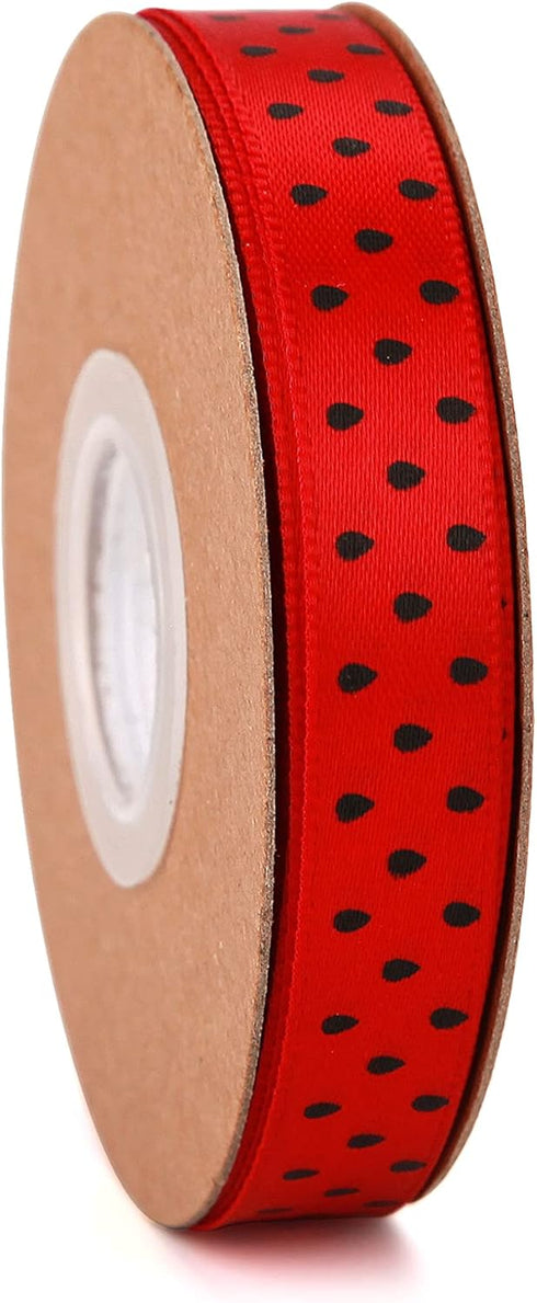 Watermelon Satin Craft Ribbon 40 Yards Red Green Black Fruit Printed for Gift Wrapping, DIY Bows, Party Decorations