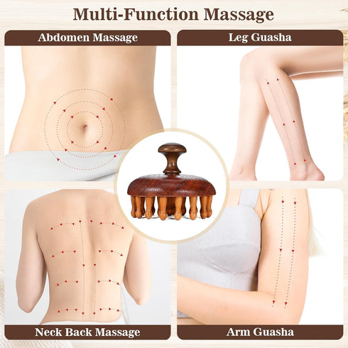 Xelsluthe Wooden Scalp Massager Head Massage Hair Brush, Manual Hair Scalp Scrubber Massager Tool, Gua Sha Brushes Body