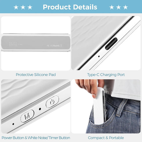 LUMINFLY Headset Portable Sleep White Noise Machine, Under Pillow Compact Sleep Smart Side Sleepers Pillow Speaker
