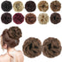 MORICA 2PCS Messy Bun Hair Piece, Fake Curly Wavy Synthetic Chignon Ponytail for Women, Light Golden Brown
