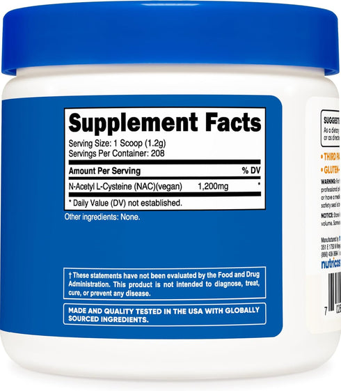 Nutricost N-Acetyl L-Cysteine (NAC) Powder - 250 Grams, Vegan & Non-GMO