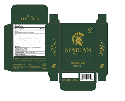 SPARTAN WIPES 7% 7 Packets Benzocaine Topical Wipes for Men | External Use | Gentle Formula | Individually Wrapped